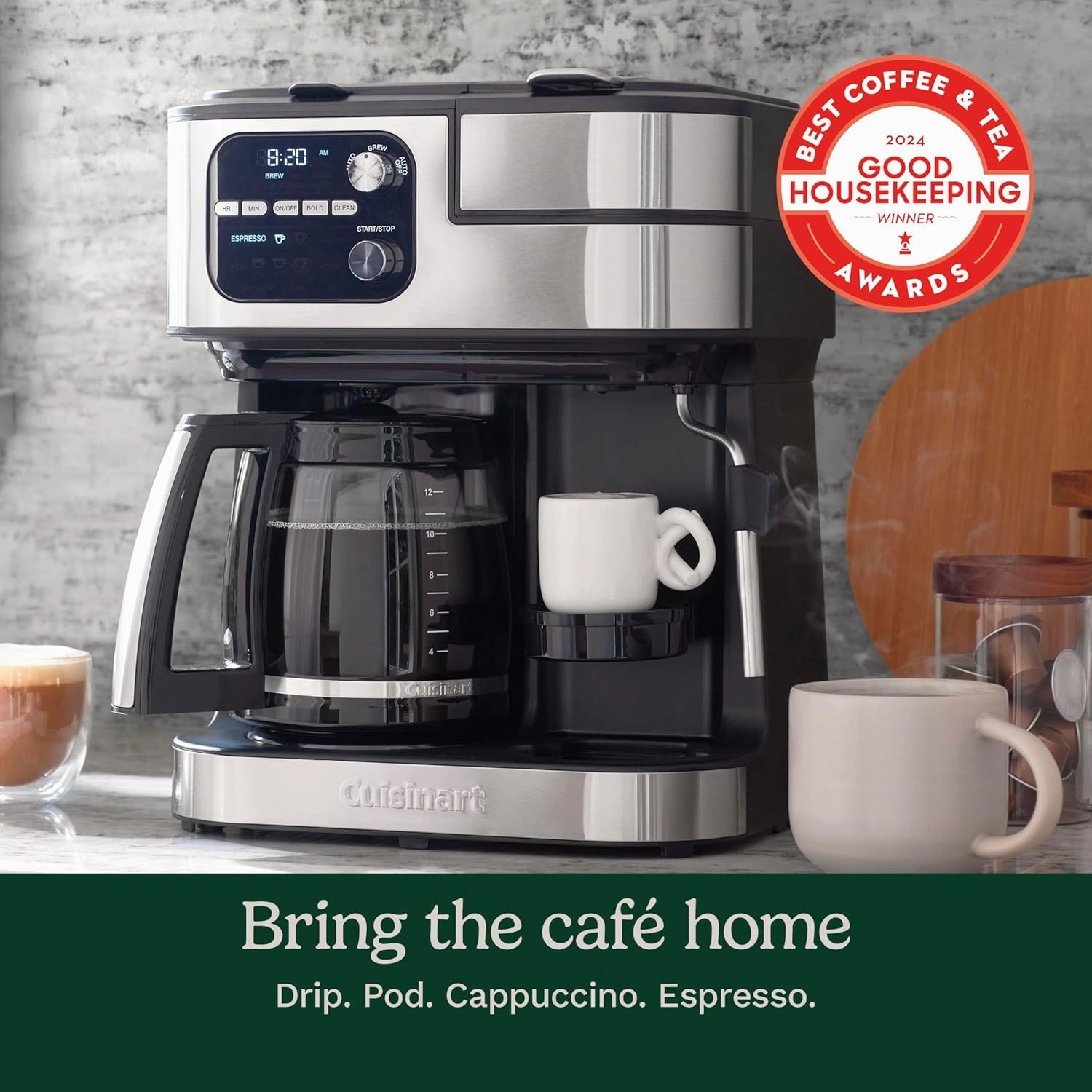 Cuisinart Coffeemaker, Coffee Center Barista Bar 4-In-1 Coffee Machine, Single-Serve Coffee, Espresso & Nespresso Capsule Compatible, 12-Cup Carafe, Black, SS-4N1NAS