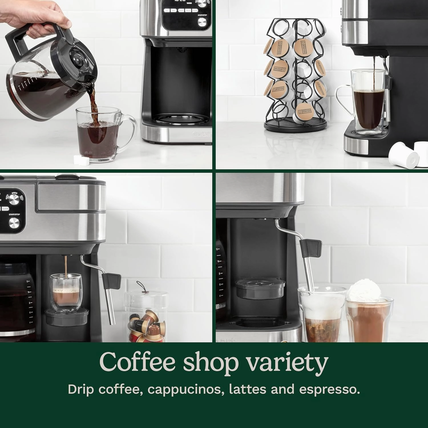 Cuisinart Coffeemaker, Coffee Center Barista Bar 4-In-1 Coffee Machine, Single-Serve Coffee, Espresso & Nespresso Capsule Compatible, 12-Cup Carafe, Black, SS-4N1NAS