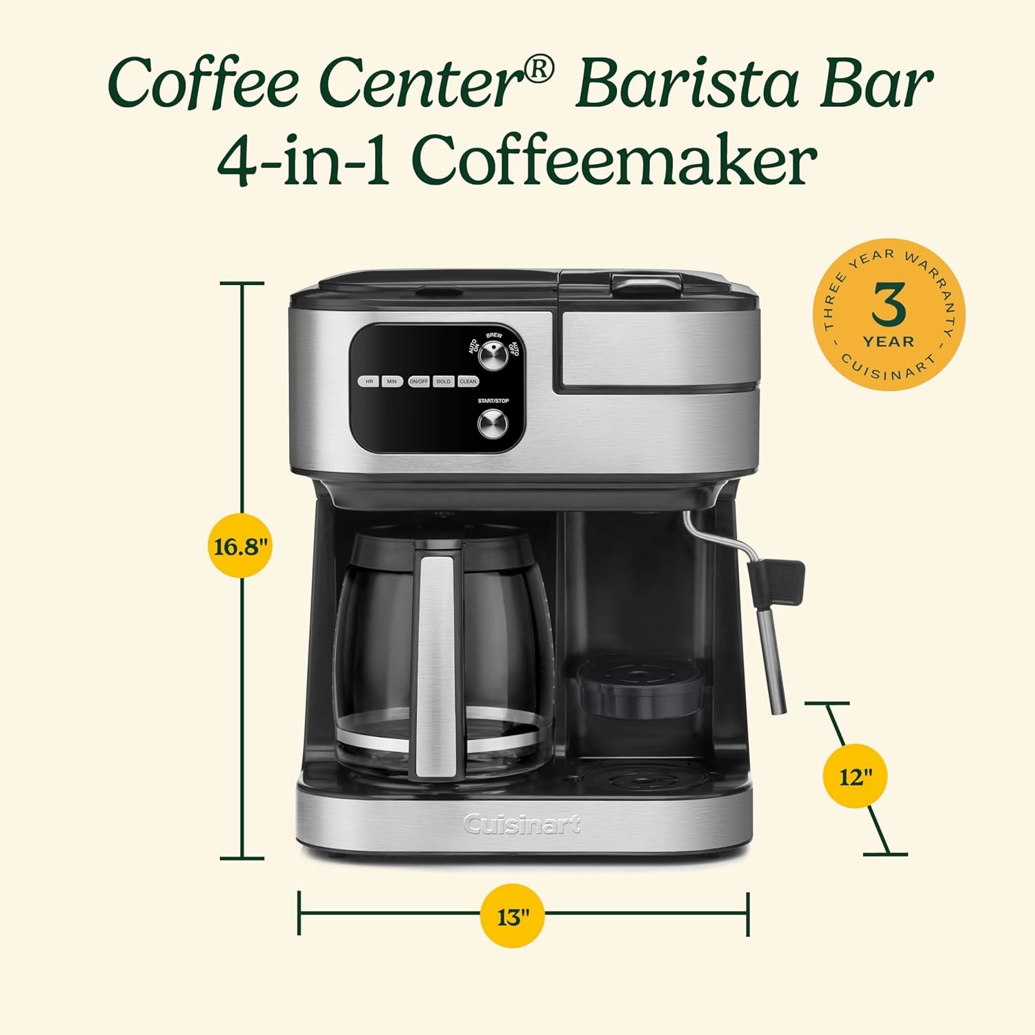 Cuisinart Coffeemaker, Coffee Center Barista Bar 4-In-1 Coffee Machine, Single-Serve Coffee, Espresso & Nespresso Capsule Compatible, 12-Cup Carafe, Black, SS-4N1NAS