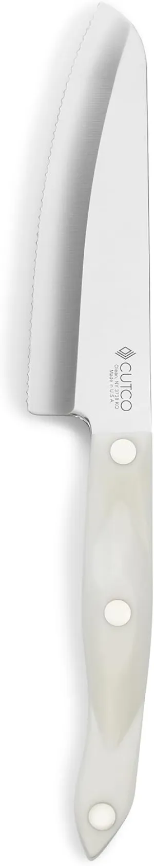 CUTCO White (Pearl) Model 3738 Hardy Slicer in factory-sealed plastic bag....... 6.3" Double-D serrated edge blade and 5.7" handle.