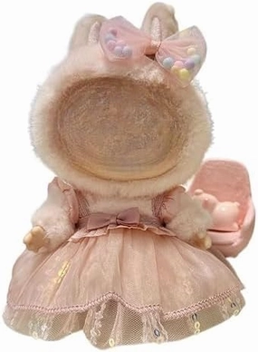 Cute Doll Clothing Enchanted Sparkle Collection: Tulle & Sequins Fairy Dress for Labubu（No Doll） (Dark Pink)