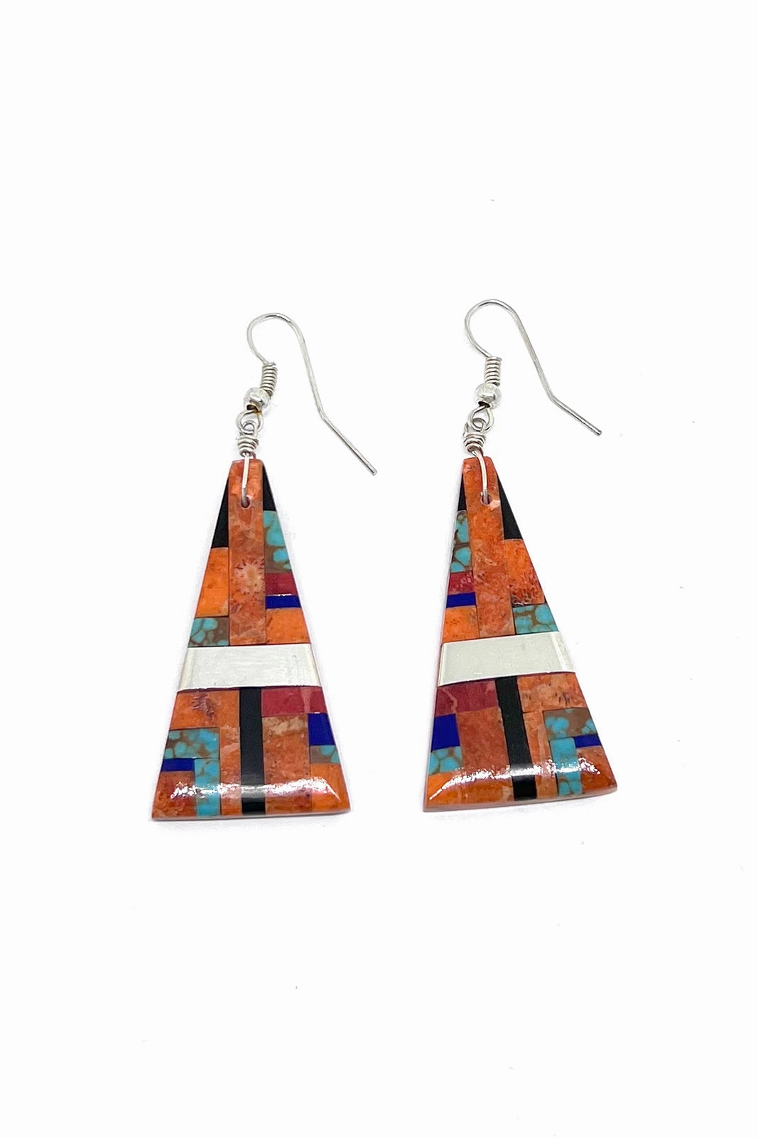 Daniel Coriz Santo Domingo Colorful Mosaic Inlay Earrings