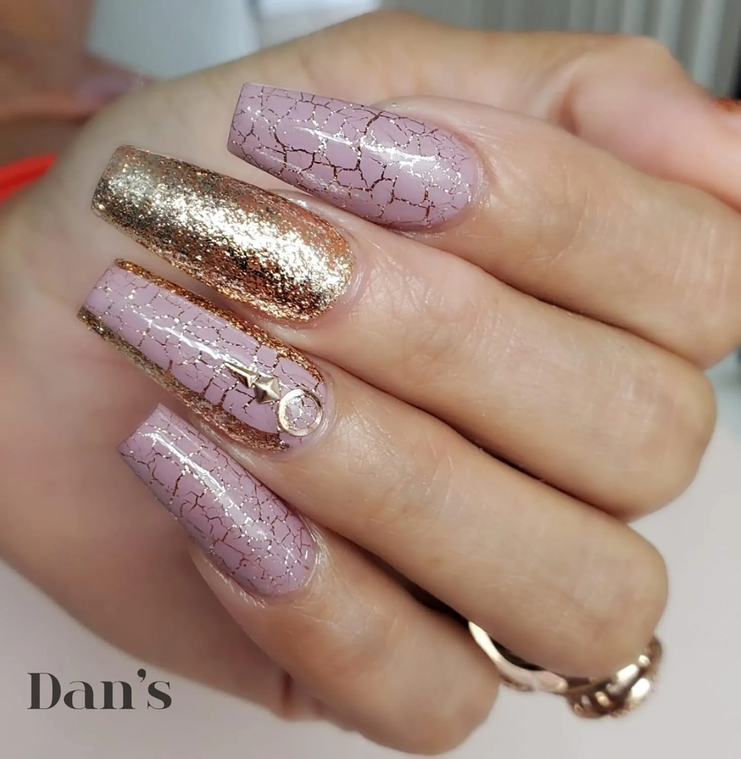 Dan's Nails Rose Gold Glitter Gel Polish