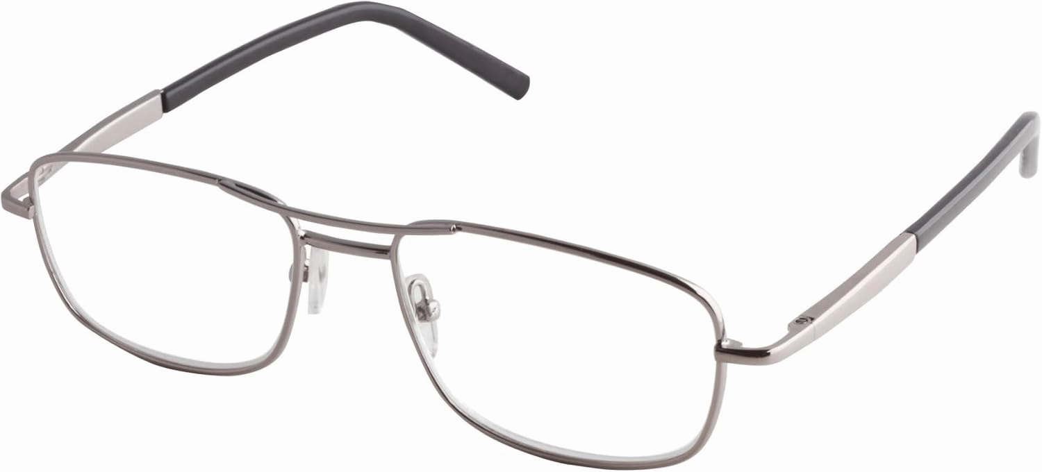 DDE Men's Reader Glasses, Silver,  1.25