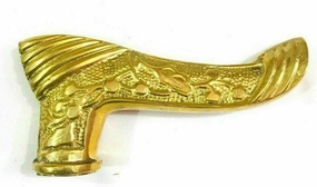 Decorative Walking Cane Handle, Gold-Tone Finish, Floral Embossed Pattern, Vintage Style