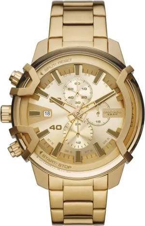 Diesel Men's 48mm Griffed Quartz Stainless Steel Chronograph Watch, Color: Gold (Model: DZ4573)