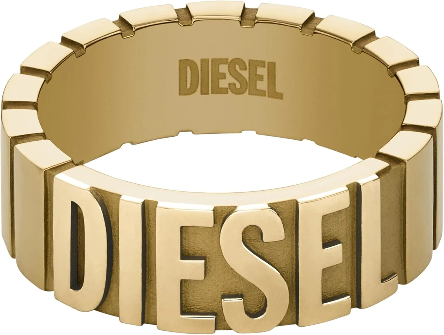 Diesel Men's Silver Stainless Steel Logo Signet Ring