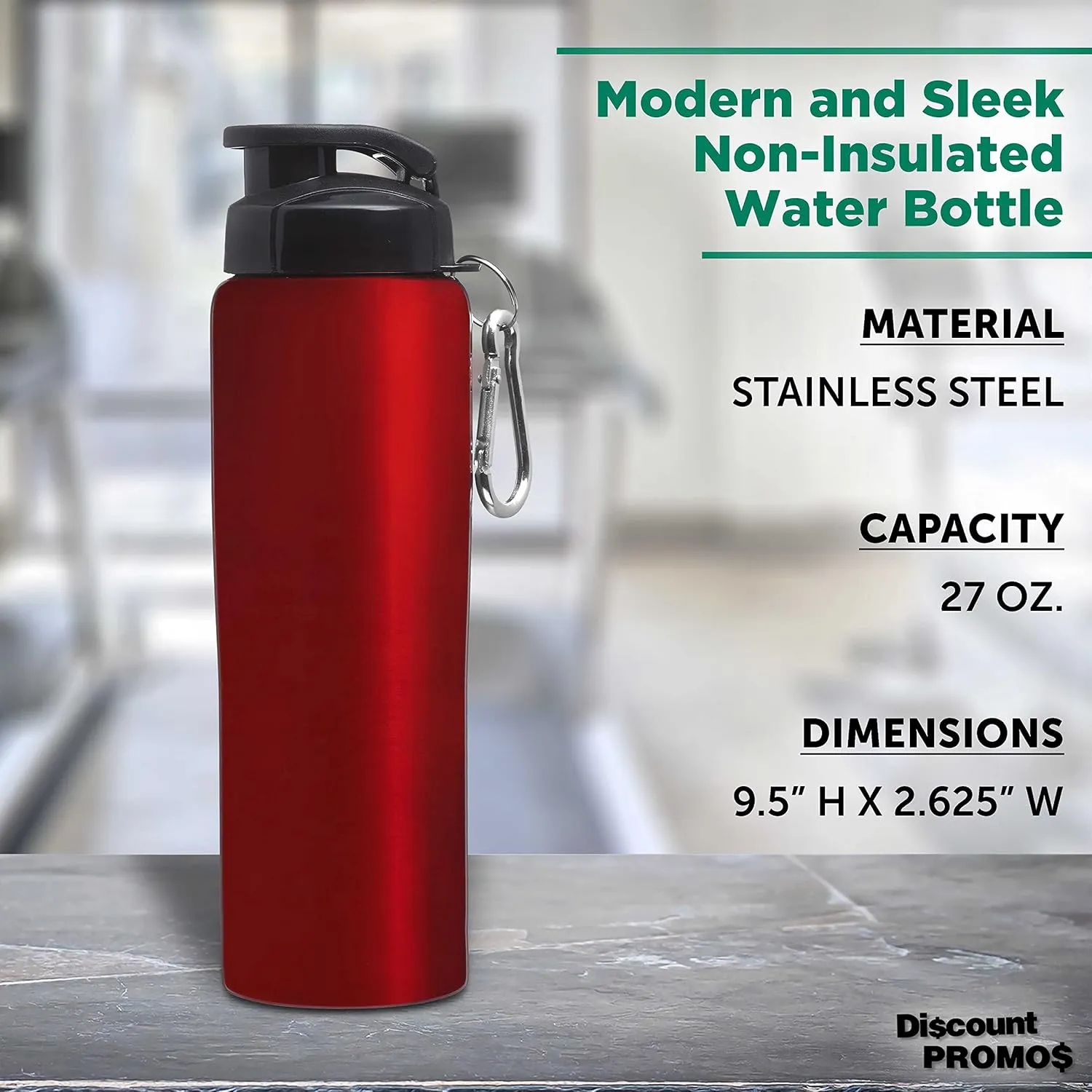DISCOUNT PROMOS Sicilia Stainless Steel Sports Bottles 27 oz. Set of 6, Bulk Pack - Non Insulated, Great for Gym, Hiking, Cycling, School - Red