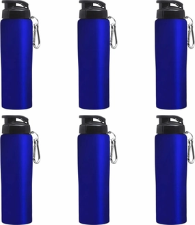 DISCOUNT PROMOS Sicilia Stainless Steel Sports Bottles 27 oz. Set of 6, Bulk Pack - Non Insulated, Great for Gym, Hiking, Cycling, School - Blue