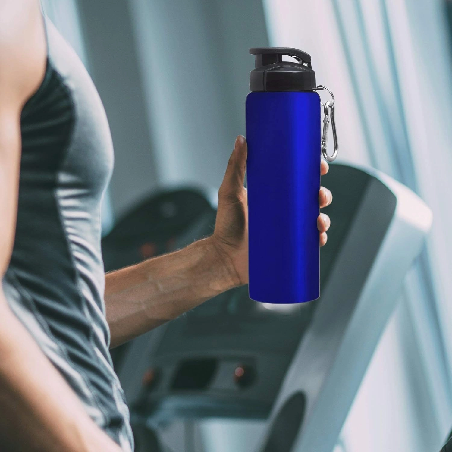 DISCOUNT PROMOS Sicilia Stainless Steel Sports Bottles 27 oz. Set of 6, Bulk Pack - Non Insulated, Great for Gym, Hiking, Cycling, School - Blue
