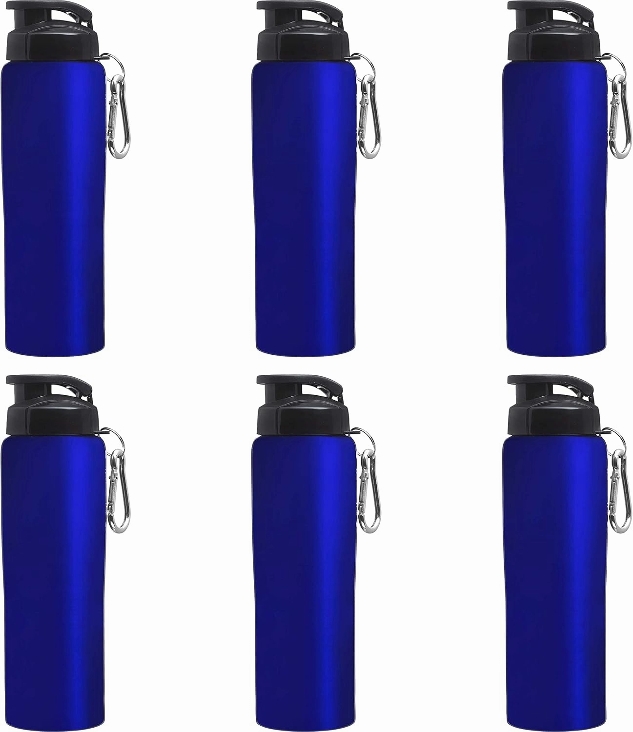 DISCOUNT PROMOS Sicilia Stainless Steel Sports Bottles 27 oz. Set of 6, Bulk Pack - Non Insulated, Great for Gym, Hiking, Cycling, School - Blue