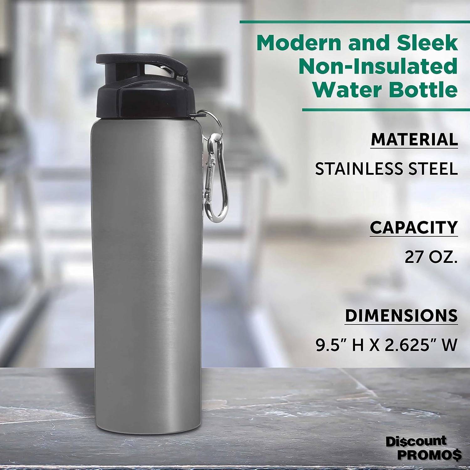 DISCOUNT PROMOS Sicilia Stainless Steel Sports Bottles 27 oz. Set of 6, Bulk Pack - Non Insulated, Great for Gym, Hiking, Cycling, School - Silver