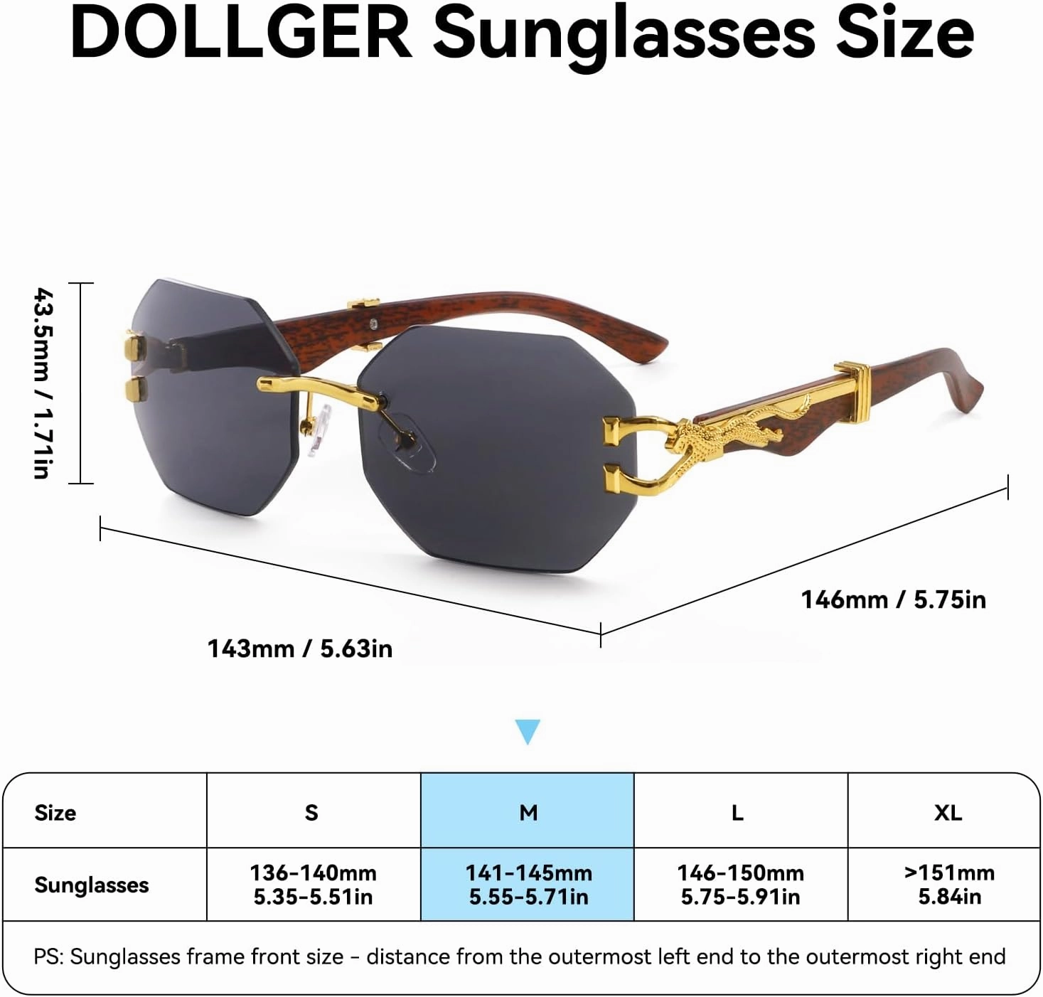 Dollger Rimless Rectangle Sunglasses for Women Men Fashion Hip hop Frameless Designer Shades Wooden Y2K Square Sun Glasses