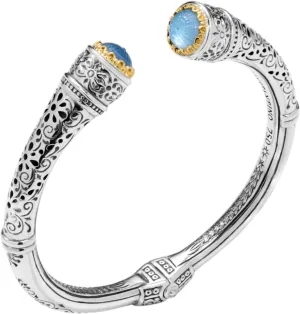 Dome Sterling Silver 18k Gold, Mother of Pearl & Blue Spinel Bracelet BKJ699-628