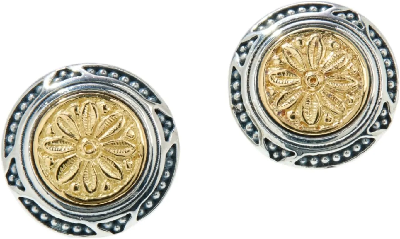 Dome Sterling Silver and 18k Gold Earrings SKKJ709-130
