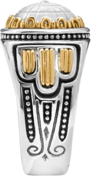 Dome Sterling Silver,18k Gold & Mothe of Pearl Ring DKJ973-313 S8