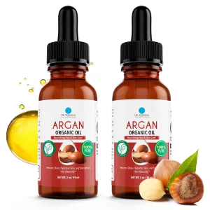 Dr. Robaina Pure Moroccan Argan Oil 2 fl oz – Cold-Pressed, Small-Batch & Nitrogen-Sealed – Fast-Absorbing Hair & Skin Moisturizer, Anti-Frizz Serum, Beard & Nail Treatment – Hexane-Free, Made in USA