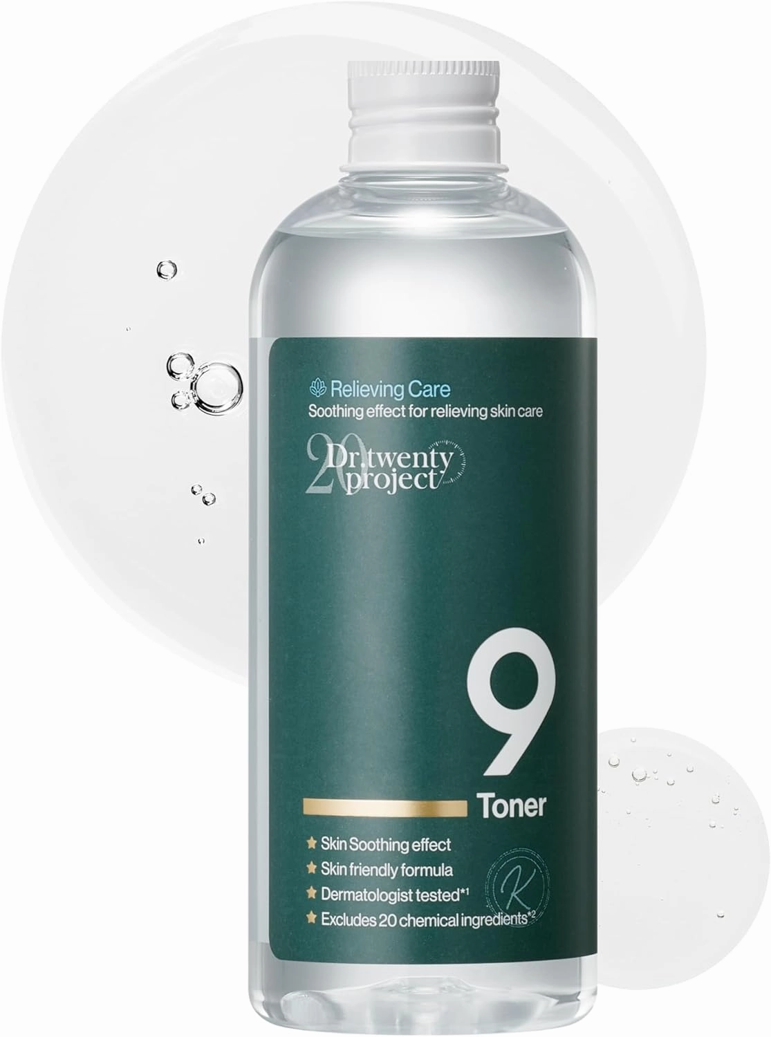 Dr. Twentyproject 9 Toner (300ml / 10.14 fl. oz.) - Soothing, Hydrating, Moisturizing and Sebum Control for Sensitive, Dehydrated Oily Skin - Reduces Whiteheads and Blackheads - Korean Skin Care