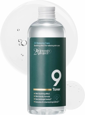 Dr. Twentyproject 9 Toner (300ml / 10.14 fl. oz.) - Soothing, Hydrating, Moisturizing and Sebum Control for Sensitive, Dehydrated Oily Skin - Reduces Whiteheads and Blackheads - Korean Skin Care