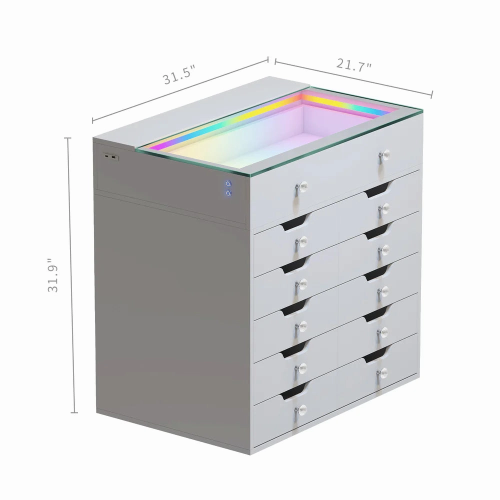 Drawer Chest with RGB Lighting and USB Ports