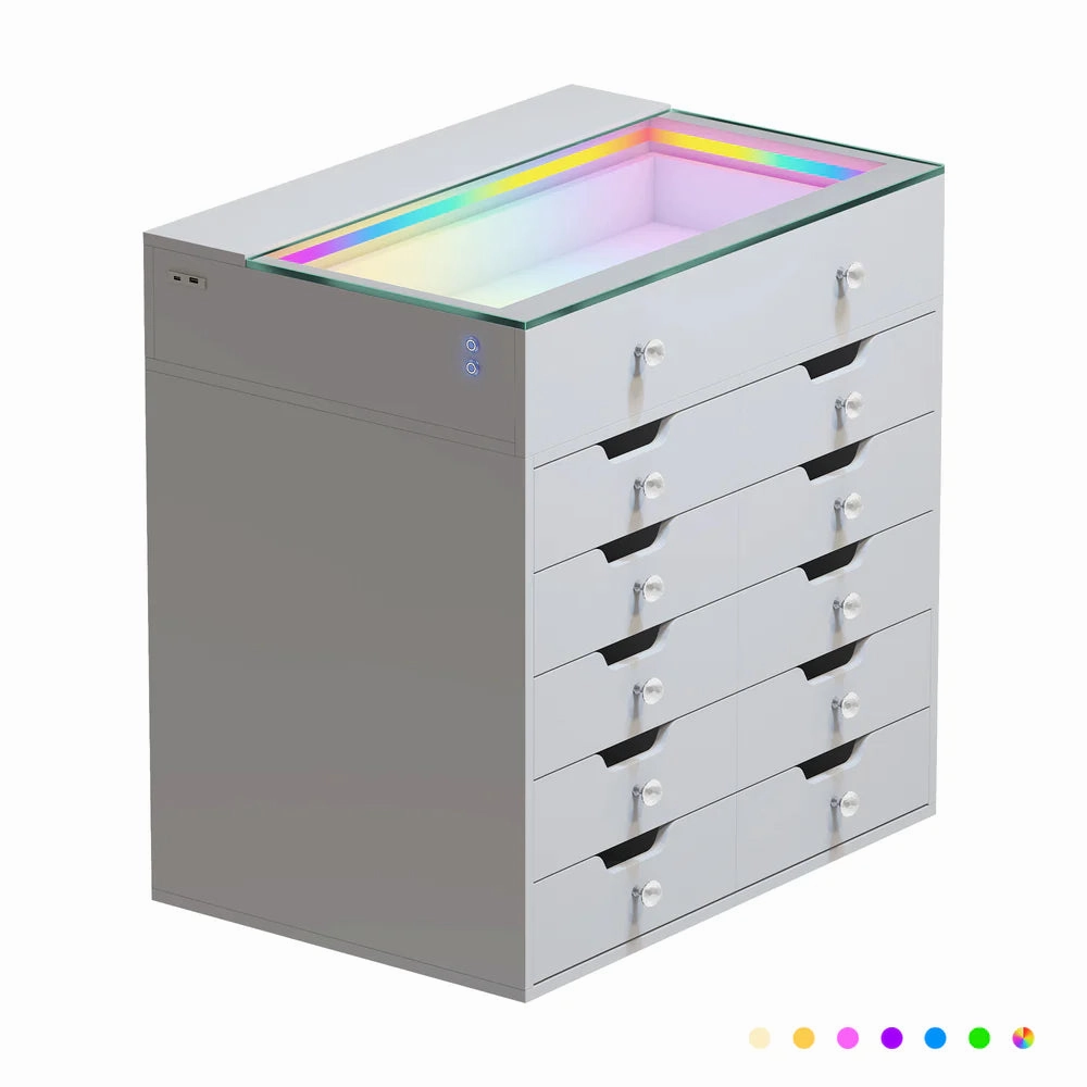 Drawer Chest with RGB Lighting and USB Ports
