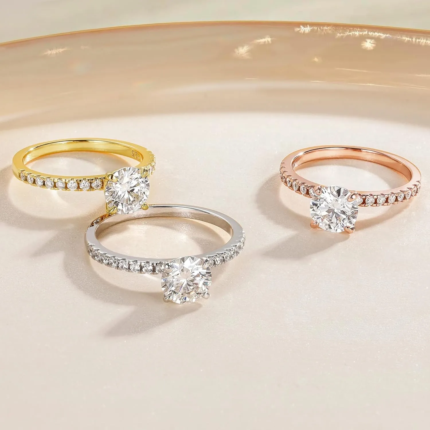 EAMTI 1.25CT 925 Sterling Silver Bridal Ring Sets Round CZ Engagement Promise Rings for Her Wedding Bands for Women Size 3-11