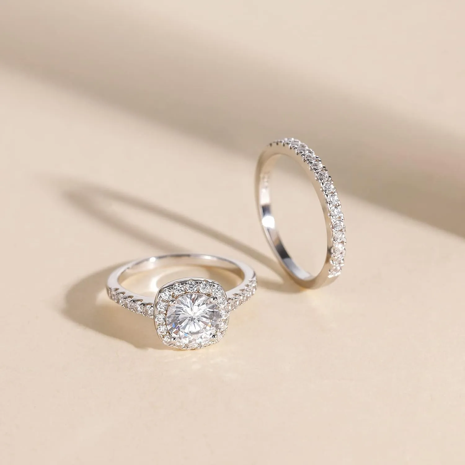 EAMTI 1.25CT 925 Sterling Silver Bridal Rings Sets Cubic Zirconia Halo CZ Engagement Wedding Bands for Women Promise Rings for Her Size 4-11