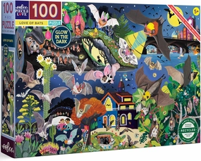 eeBoo Love of Bats Glow in The Dark 100 Piece Jigsaw Puzzle/Ages 5  (PZBAT)