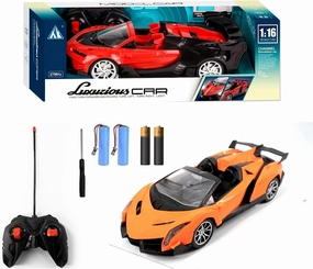 Electric Sport Roadster,1/16 Orange Sports Racing Remote Control Car,RC Model Toy for Kids Aged 4-12