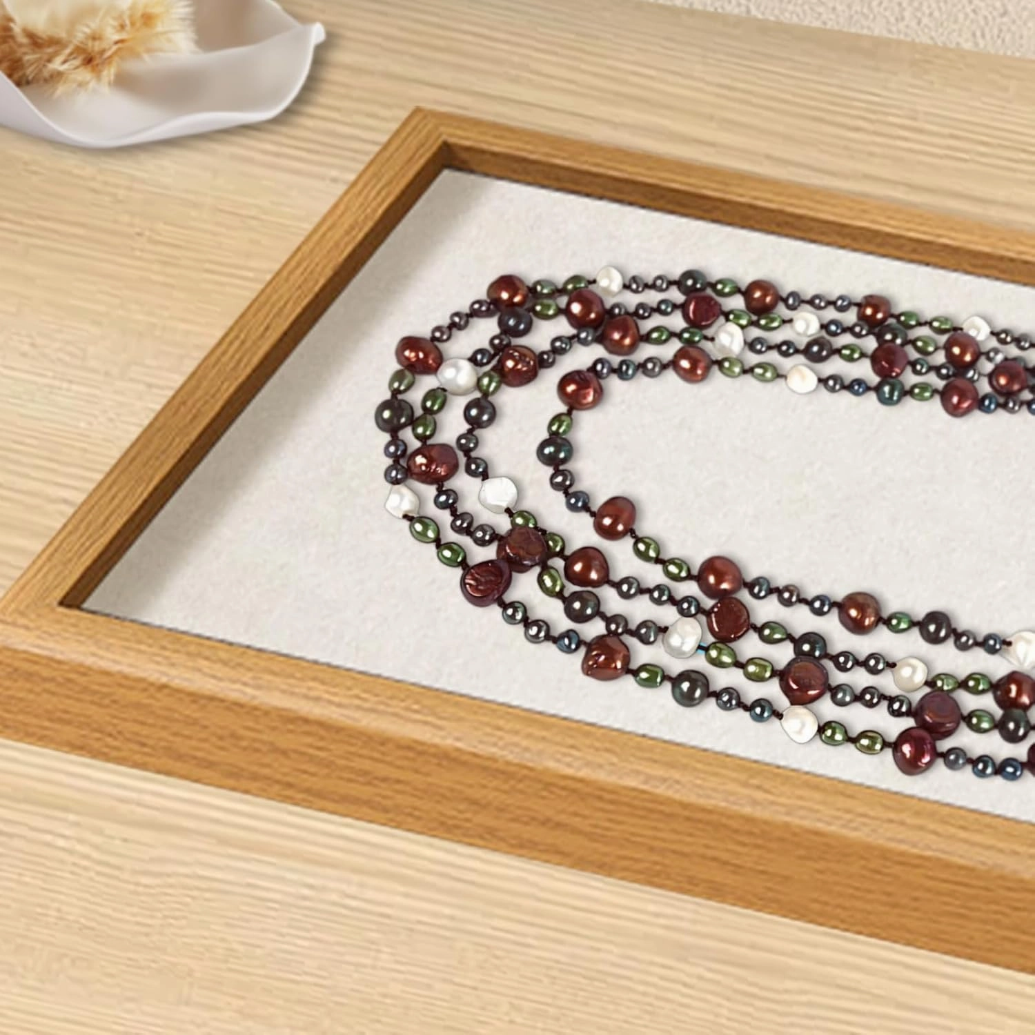 Elegant 24" Multi-Strand Freshwater Pearl Necklace with 4-5mm Multicolor Rice Pearls Silver Clasp, Gift for Mother, Wife, Anniversary Luxury Jewelry Gift