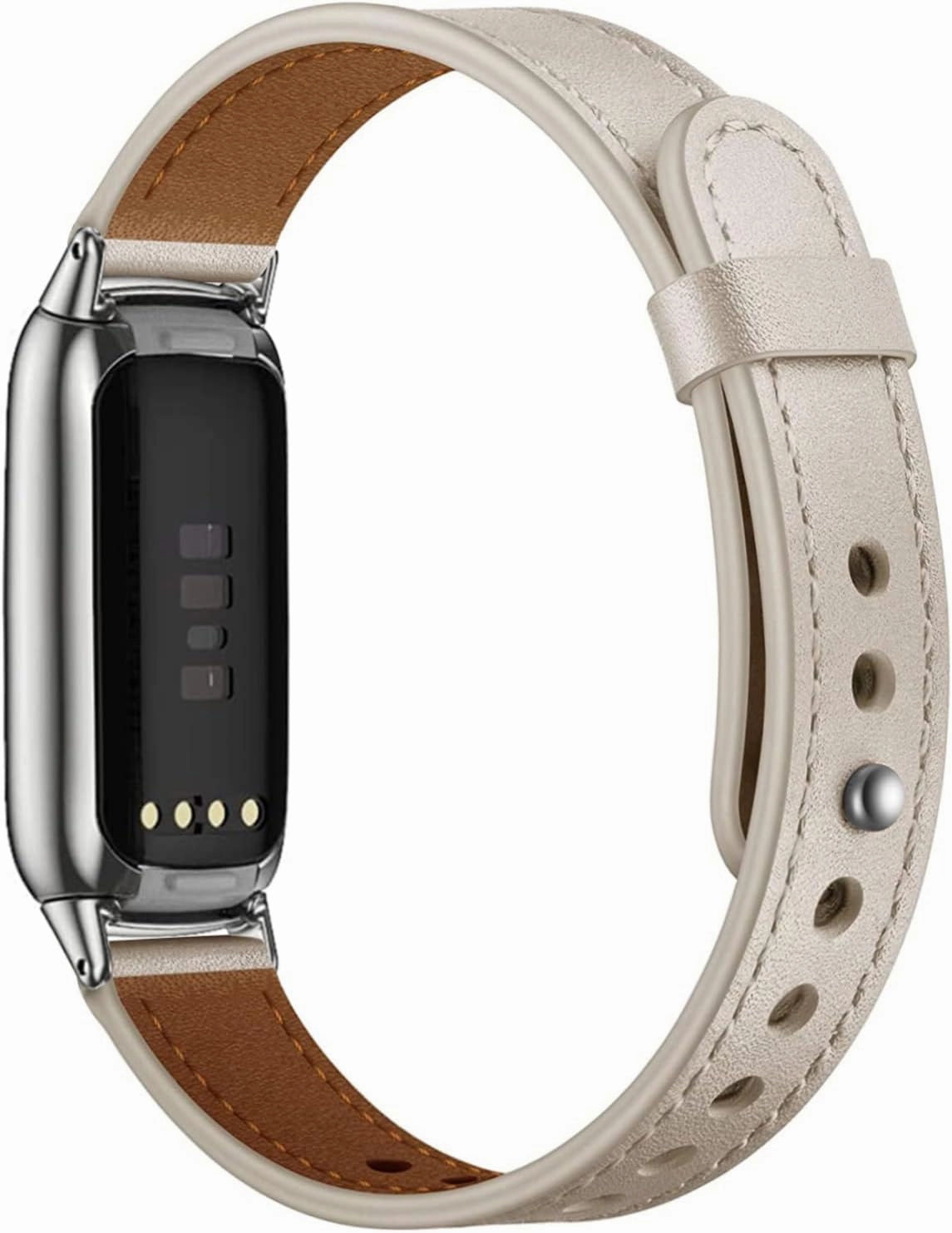Elegant Slim Leather Bands Compatible for Fitbit Luxe Watch Band, Strap Wristband, Soft Bracelet Replacement for Fitbit Luxe Fitness and Wellness Tracker Women