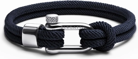Elegatto Alchor Platinum Rope Bracelet for Men | Premium Nylon Marine Cord with Silver Polished Stainless Steel Shackle Closure | Waterproof and Fade-Resistant | Men’s Designer Bracelets