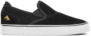 Emerica Boy's Wino G6 Slip-ON Youth Skate Shoe, Black/White/Gold, 2.5C Medium US Big Kid