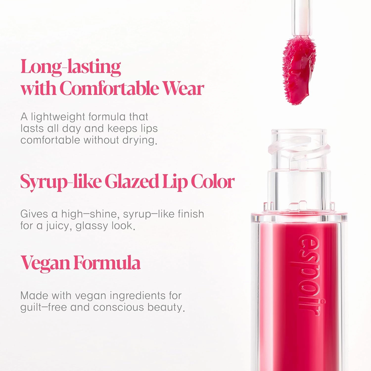 Espoir Couture Lip Tint Glaze #3 Chillin' Chillin' 0.14oz | Volumizing Lip Stain with Syrupy Shine | Long-Lasting & Vibrant Color for Radiant Lip | Moisturizing & Glossy Lip Tint | Korean Lip Makeup