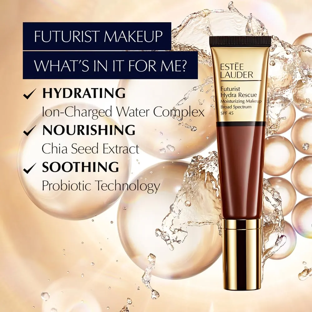 Estée Lauder Futurist Hydra Rescue Moisturizing Foundation SPF 45 for a 12-Hour Glow, 1.2 Fl Oz