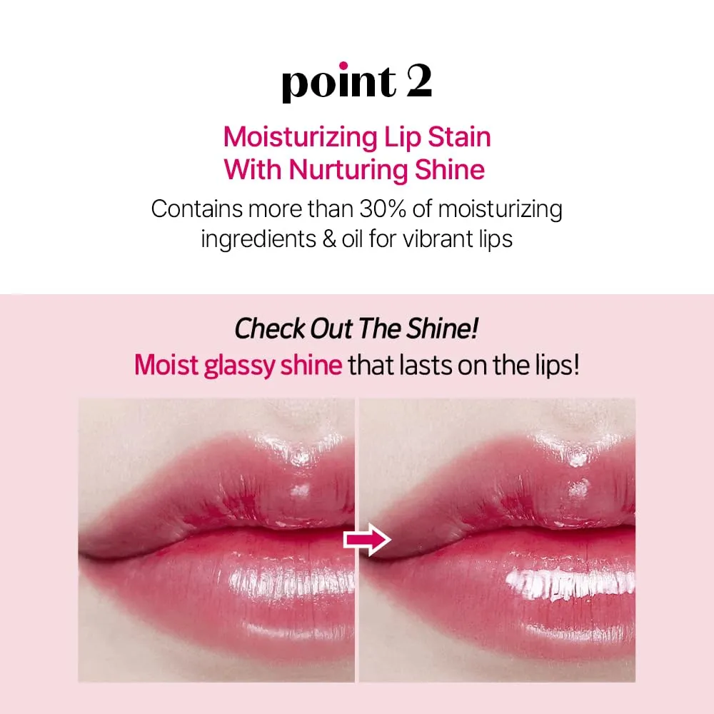 ETUDE Glow Fixing Tint #3 Dewy Fig | Non-sticky Glossy Shine Lip stain | Fills up with comfortable moisture | Tinting for dry lips