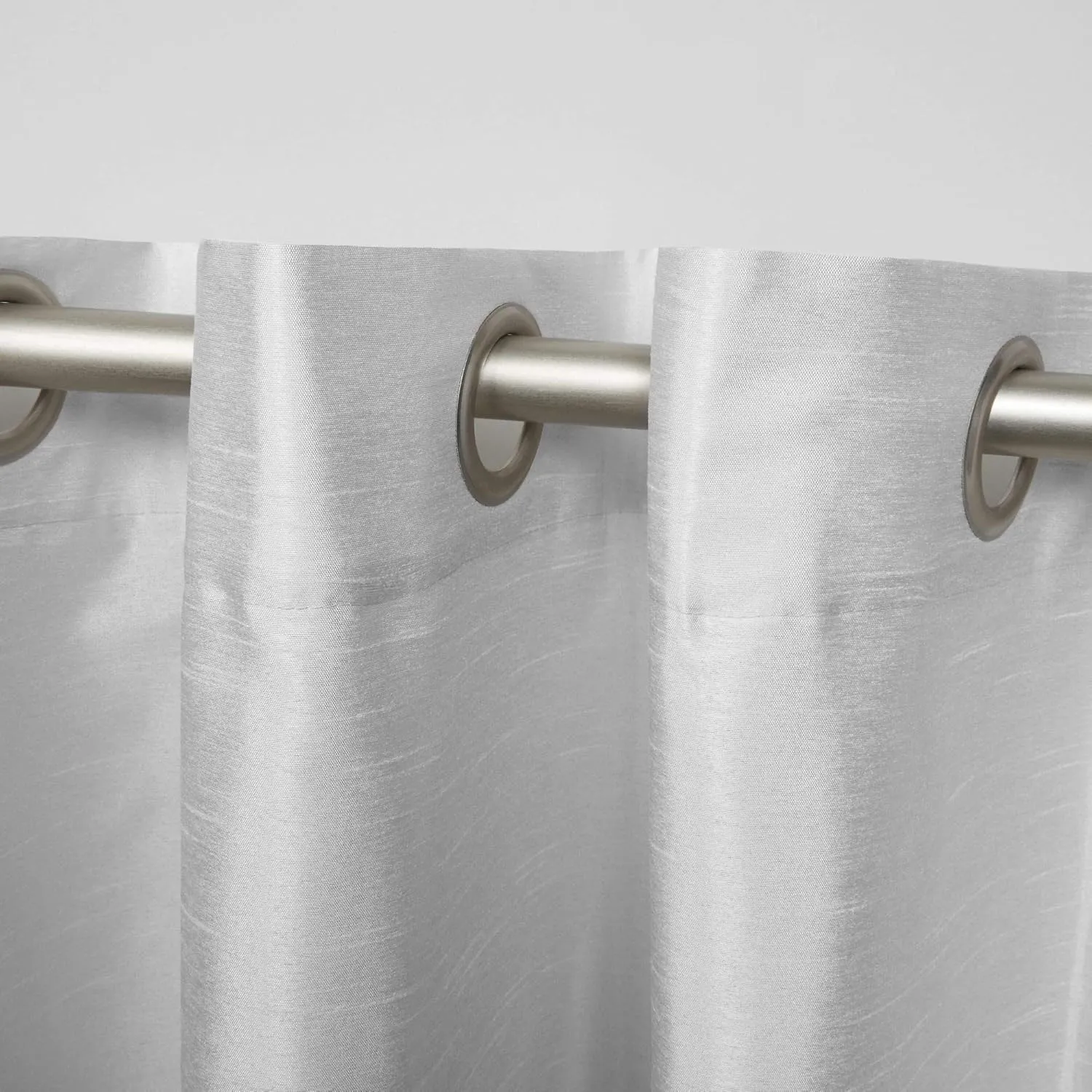 Exclusive Home Chateau Striped Faux Silk Grommet Top Curtain Panel Pair, 54"x84", Navy Grey