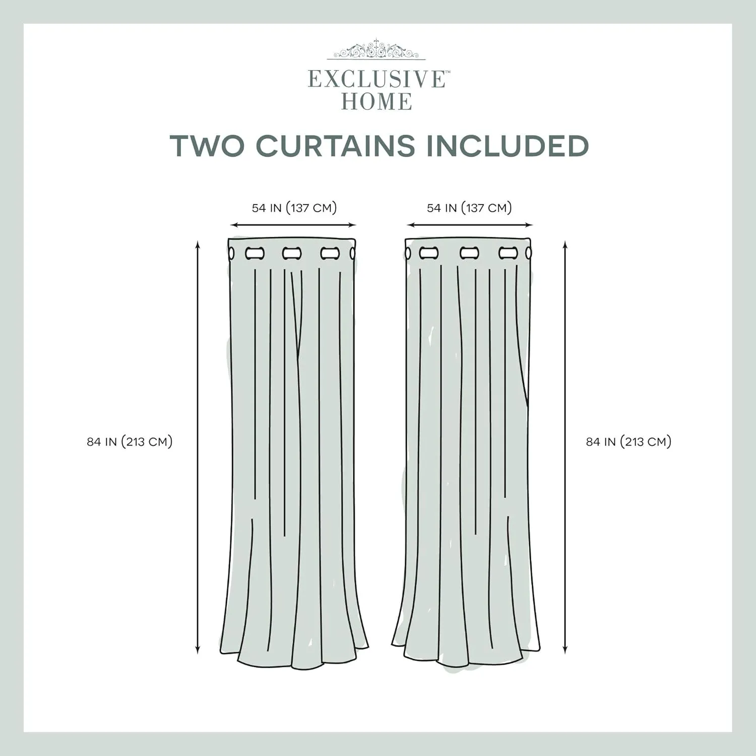 Exclusive Home Chateau Striped Faux Silk Grommet Top Curtain Panel Pair, 54"x84", Navy Grey