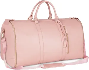 Extra Large Foldable Duffle Bag 20.5" 80L Capacity，Water Resistant Premium PU Leather，Lightweight Collapsible Storage Bag for Travel, Gym (Ear pink,52.07 * 25.4 * 31.75cm)