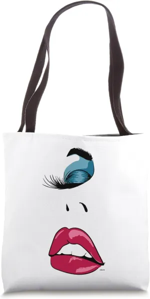 Eyelashes Sexy In Vogue Lips Print Tote Bag