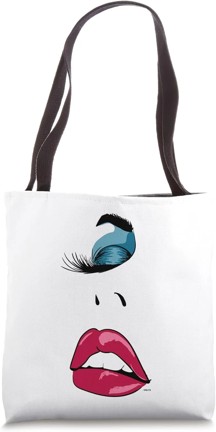 Eyelashes Sexy In Vogue Lips Print Tote Bag