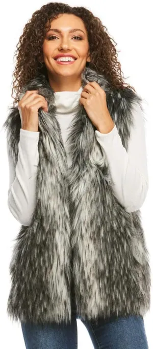 Fabulous-Furs Donna Salyers Grey Wolf Faux Fur Hook Vest