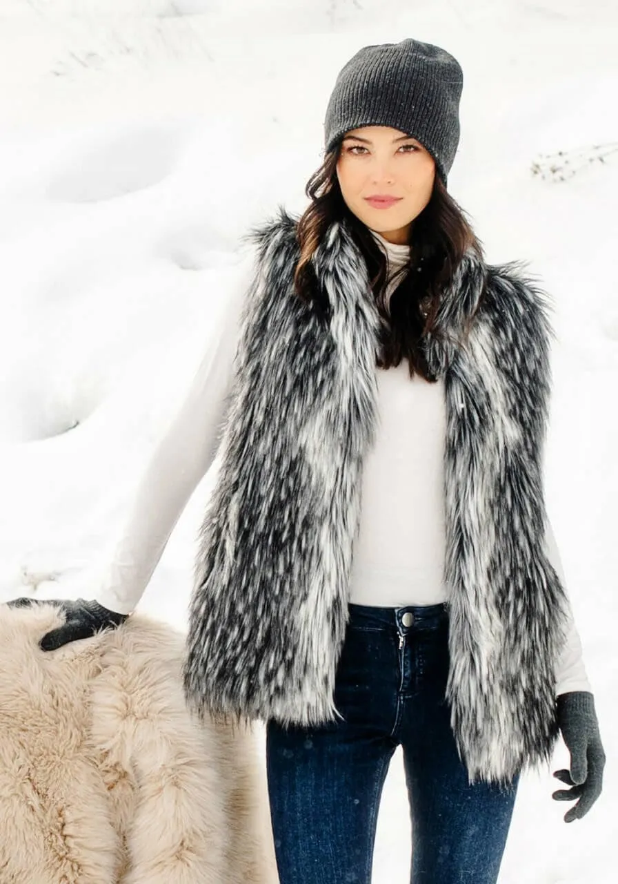 Fabulous-Furs Donna Salyers Grey Wolf Faux Fur Hook Vest