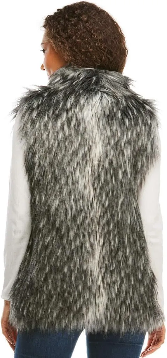 Fabulous-Furs Donna Salyers Grey Wolf Faux Fur Hook Vest