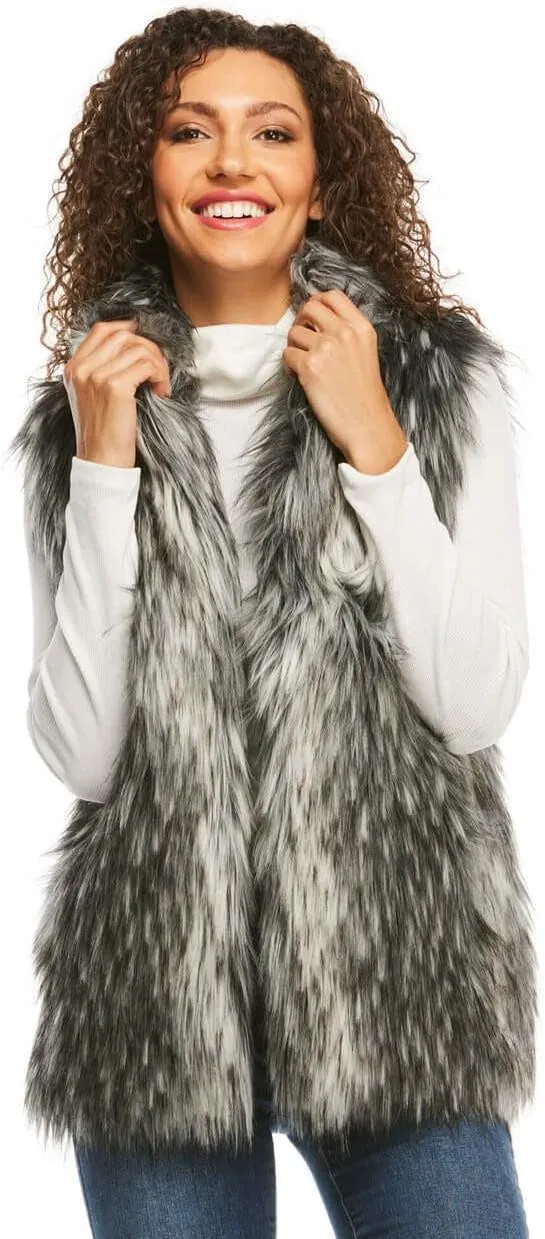Fabulous-Furs Donna Salyers Grey Wolf Faux Fur Hook Vest
