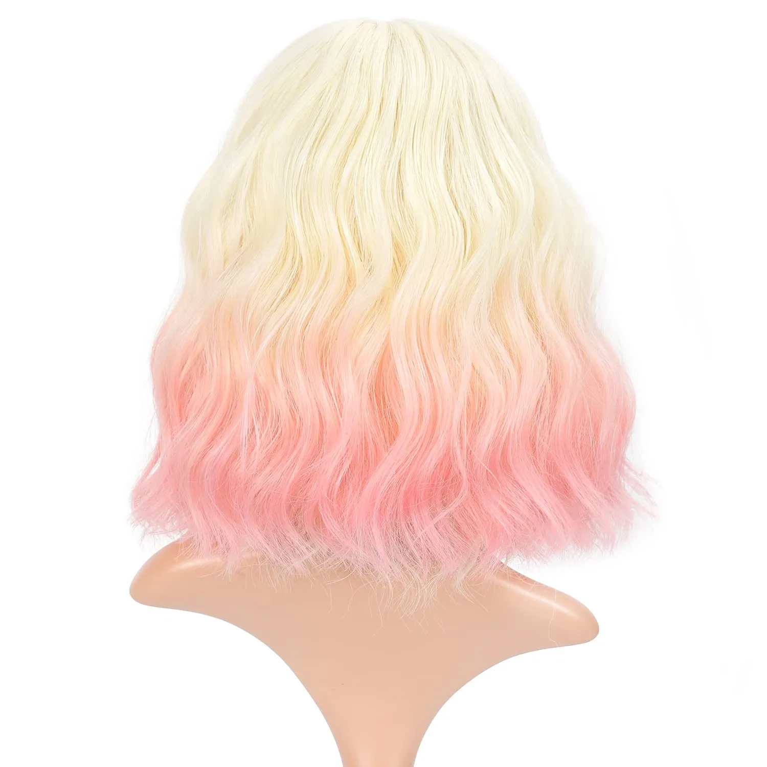 FAELBATY Short Pink Ombre Wig With Bangs - Bob Synthetic Wig for Women, Cosplay & Halloween - 12" (613/Pink)