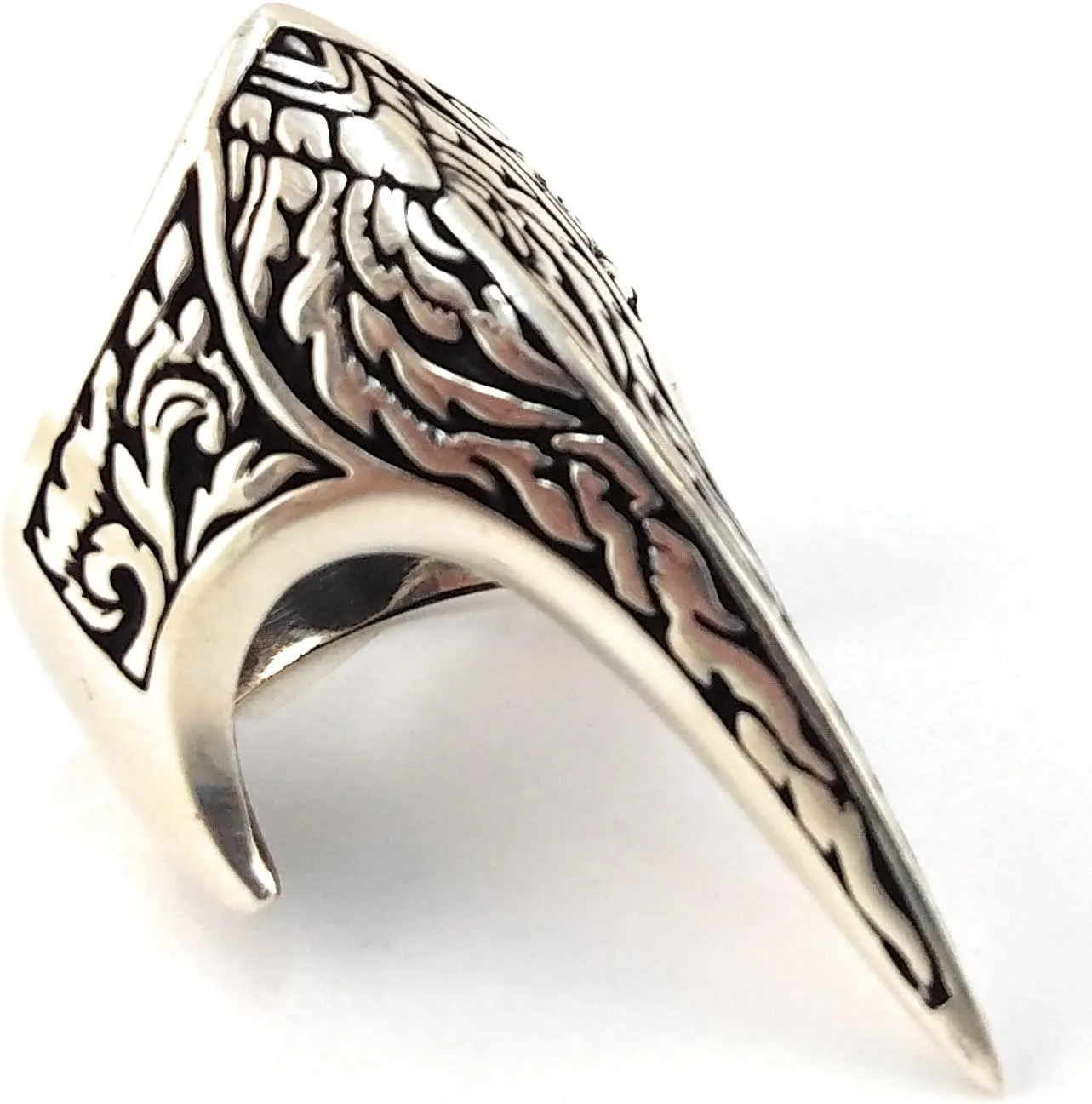 Fang Gothic Biker Retro Genuine Solid 925 Stelring Silver Turkish Handmade Luxury Men's Thumb Ring