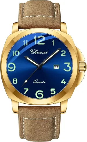 FANMIS Mens Watches Men Easy to Read Quartz Watch 30M Waterproof Luminous Casual Sports Business Men's Leather Watch for Men Fashion Designer Dress Wristwatch