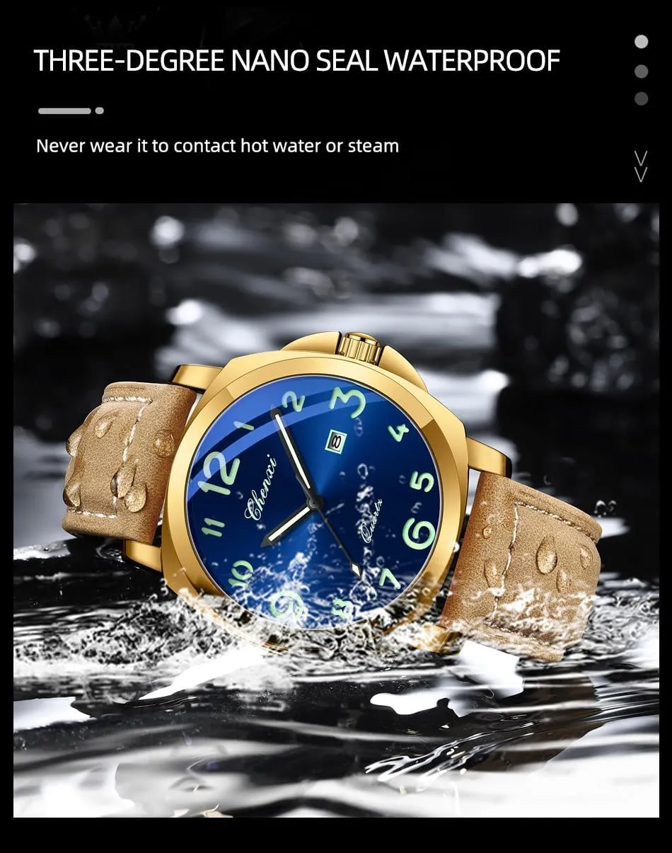 FANMIS Mens Watches Men Easy to Read Quartz Watch 30M Waterproof Luminous Casual Sports Business Men's Leather Watch for Men Fashion Designer Dress Wristwatch