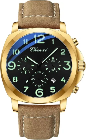 FANMIS Mens Watches Men Easy to Read Quartz Watch 30M Waterproof Luminous Casual Sports Business Men's Leather Watch for Men Fashion Designer Dress Wristwatch